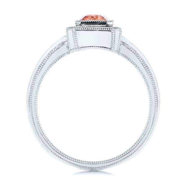 18k White Gold 18k White Gold Solitaire Peach Sapphire Engagement Ring - Front View -  105713