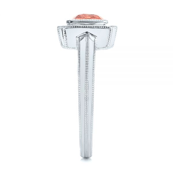  Platinum Platinum Solitaire Peach Sapphire Engagement Ring - Side View -  105713