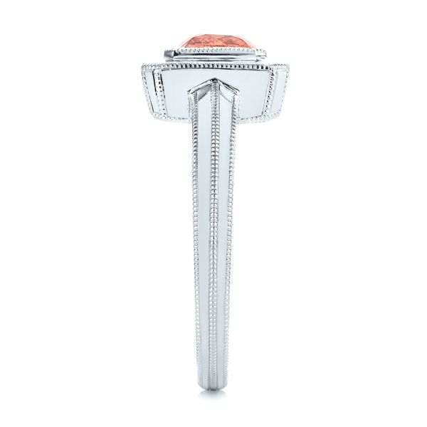 18k White Gold 18k White Gold Solitaire Peach Sapphire Engagement Ring - Side View -  105713