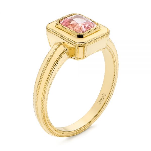 14k Yellow Gold 14k Yellow Gold Solitaire Peach Sapphire Engagement Ring - Three-Quarter View -  105713