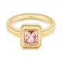 18k Yellow Gold 18k Yellow Gold Solitaire Peach Sapphire Engagement Ring - Flat View -  105713 - Thumbnail