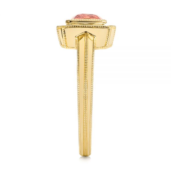 14k Yellow Gold 14k Yellow Gold Solitaire Peach Sapphire Engagement Ring - Side View - 105713