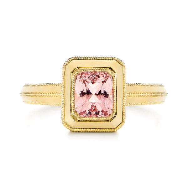 18k Yellow Gold 18k Yellow Gold Solitaire Peach Sapphire Engagement Ring - Top View -  105713