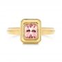 18k Yellow Gold 18k Yellow Gold Solitaire Peach Sapphire Engagement Ring - Top View -  105713 - Thumbnail