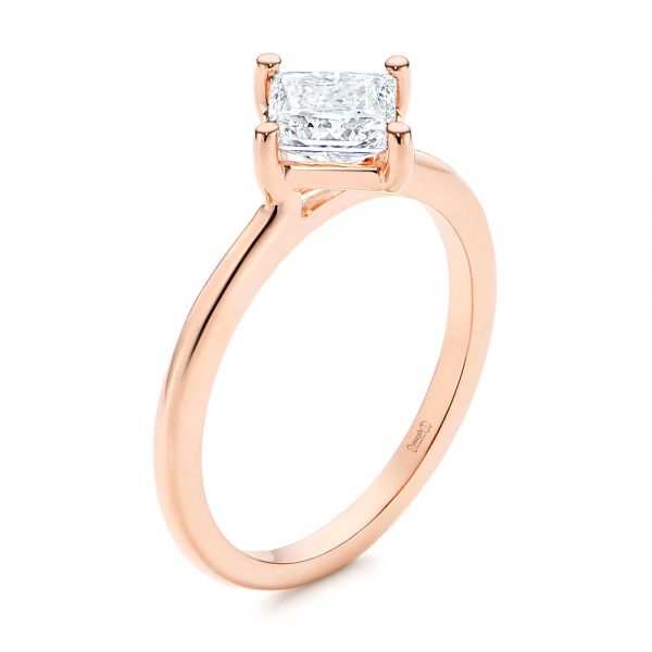 18k Rose Gold 18k Rose Gold Solitaire Princess Cut Diamond Engagement Ring - Three-Quarter View -  106638