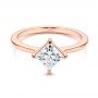 14k Rose Gold Solitaire Princess Cut Diamond Engagement Ring - Flat View -  106638 - Thumbnail