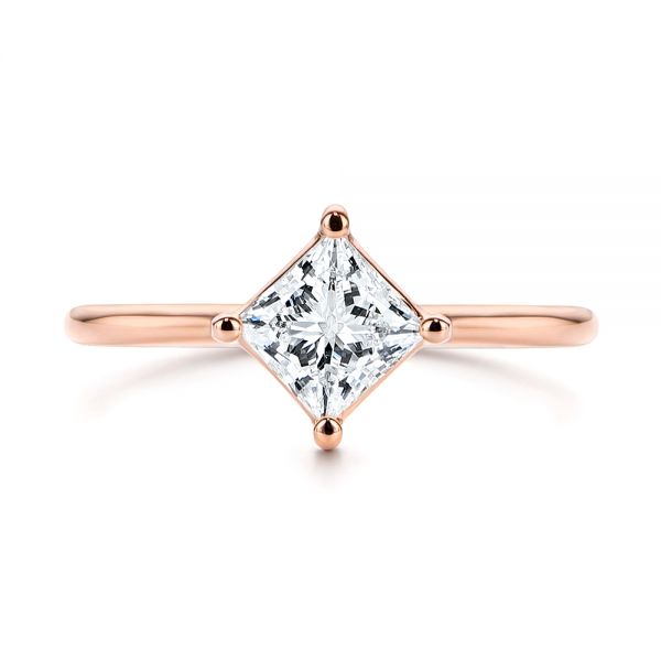 14k Rose Gold Solitaire Princess Cut Diamond Engagement Ring - Top View - 106638