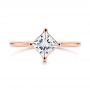 14k Rose Gold Solitaire Princess Cut Diamond Engagement Ring - Top View -  106638 - Thumbnail