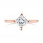 14k Rose Gold Solitaire Princess Cut Diamond Engagement Ring - Top View -  106638 - Thumbnail