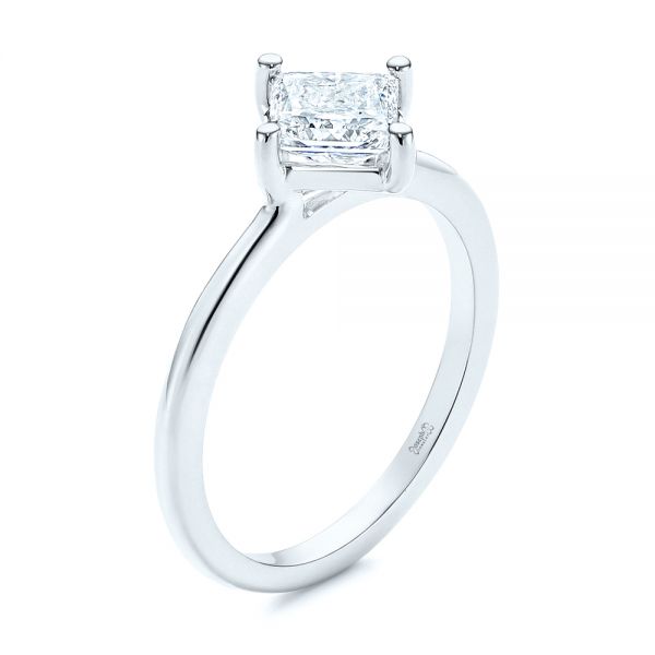  Platinum Platinum Solitaire Princess Cut Diamond Engagement Ring - Three-Quarter View -  106638