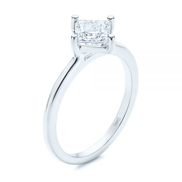 18k White Gold 18k White Gold Solitaire Princess Cut Diamond Engagement Ring - Three-Quarter View -  106638