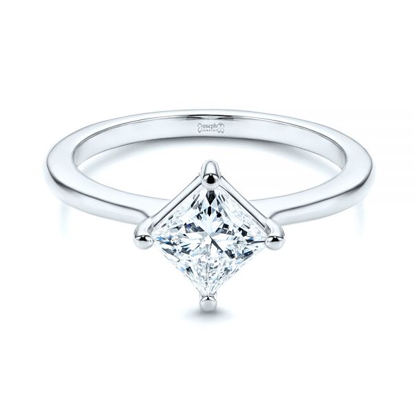  Platinum Platinum Solitaire Princess Cut Diamond Engagement Ring - Flat View -  106638