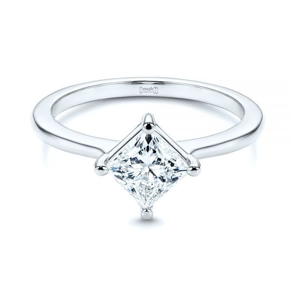 18k White Gold 18k White Gold Solitaire Princess Cut Diamond Engagement Ring - Flat View -  106638