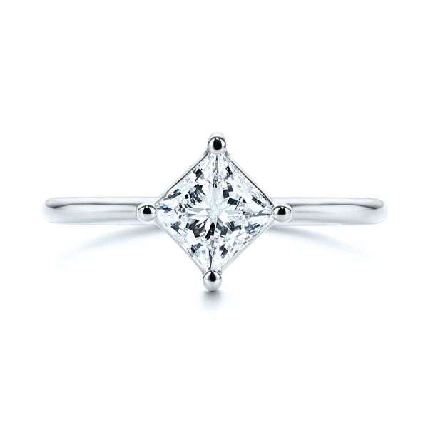  Platinum Platinum Solitaire Princess Cut Diamond Engagement Ring - Top View -  106638