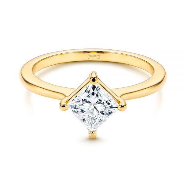 18k Yellow Gold 18k Yellow Gold Solitaire Princess Cut Diamond Engagement Ring - Flat View -  106638