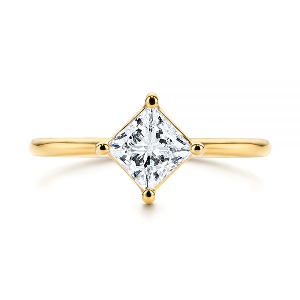 14k Yellow Gold 14k Yellow Gold Solitaire Princess Cut Diamond Engagement Ring - Top View -  106638