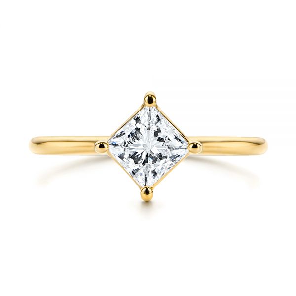 14k Yellow Gold 14k Yellow Gold Solitaire Princess Cut Diamond Engagement Ring - Top View -  106638