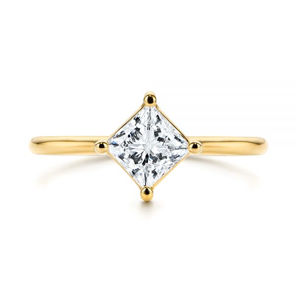 18k Yellow Gold 18k Yellow Gold Solitaire Princess Cut Diamond Engagement Ring - Top View -  106638