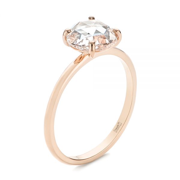 18k Rose Gold 18k Rose Gold Solitaire Rose Cut Diamond Engagement Ring - Three-Quarter View -  105186