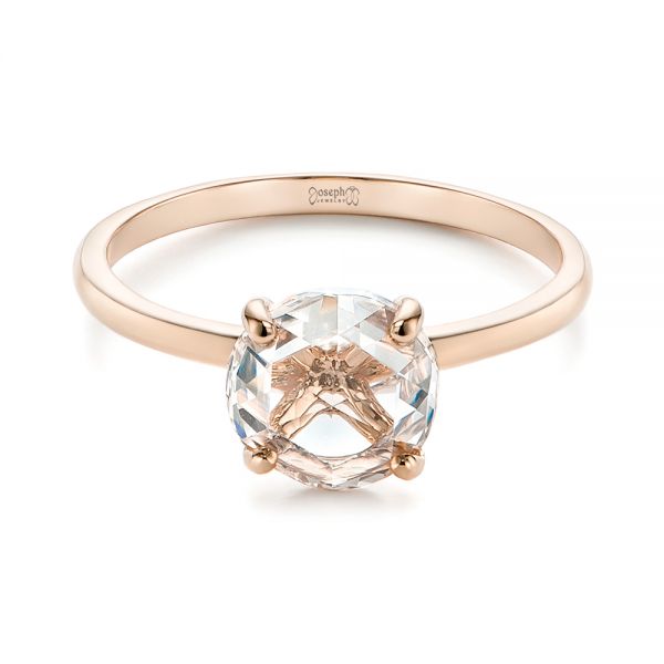 18k Rose Gold 18k Rose Gold Solitaire Rose Cut Diamond Engagement Ring - Flat View -  105186