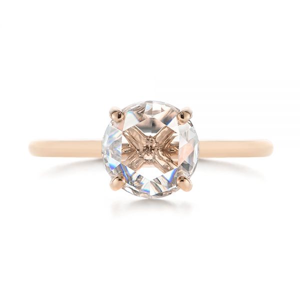 18k Rose Gold 18k Rose Gold Solitaire Rose Cut Diamond Engagement Ring - Top View -  105186