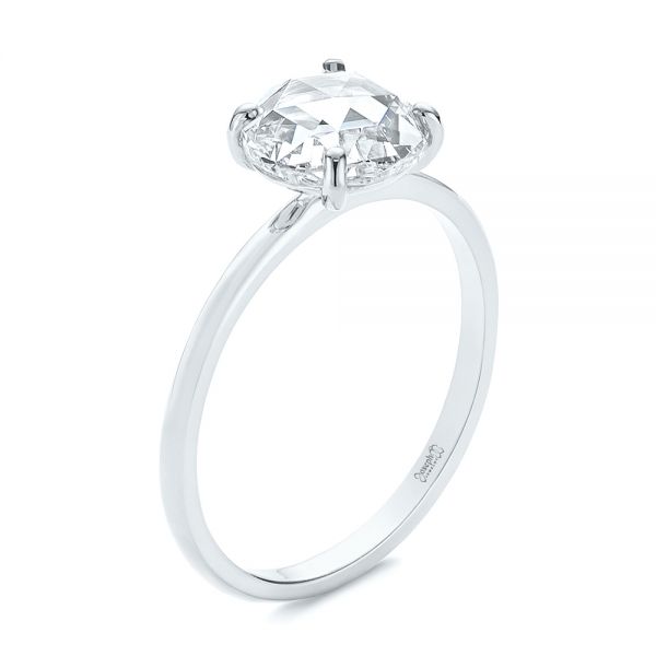 18k White Gold 18k White Gold Solitaire Rose Cut Diamond Engagement Ring - Three-Quarter View -  105186