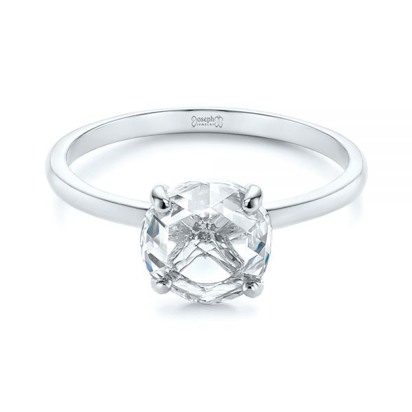  Platinum Platinum Solitaire Rose Cut Diamond Engagement Ring - Flat View -  105186