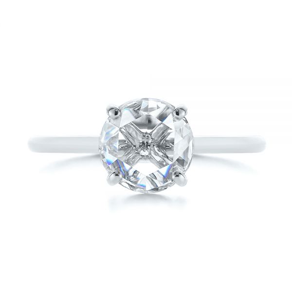 14k White Gold 14k White Gold Solitaire Rose Cut Diamond Engagement Ring - Top View -  105186