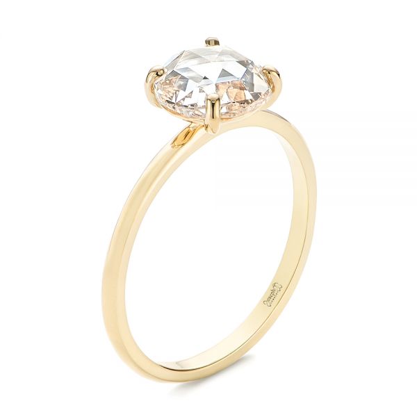 14k Yellow Gold Solitaire Rose Cut Diamond Engagement Ring - Three-Quarter View -  105186