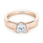 18k Rose Gold 18k Rose Gold Solitaire Semi-bezel Diamond Engagement Ring - Flat View -  104583 - Thumbnail