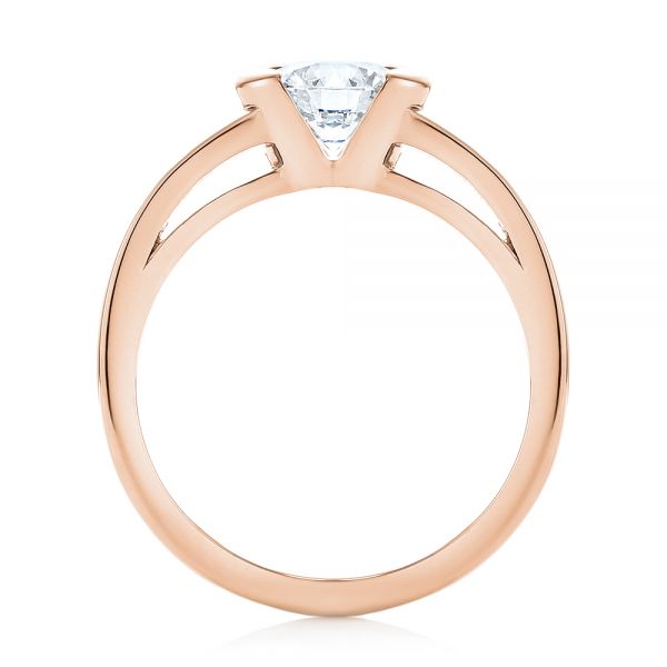 18k Rose Gold 18k Rose Gold Solitaire Semi-bezel Diamond Engagement Ring - Front View -  104583