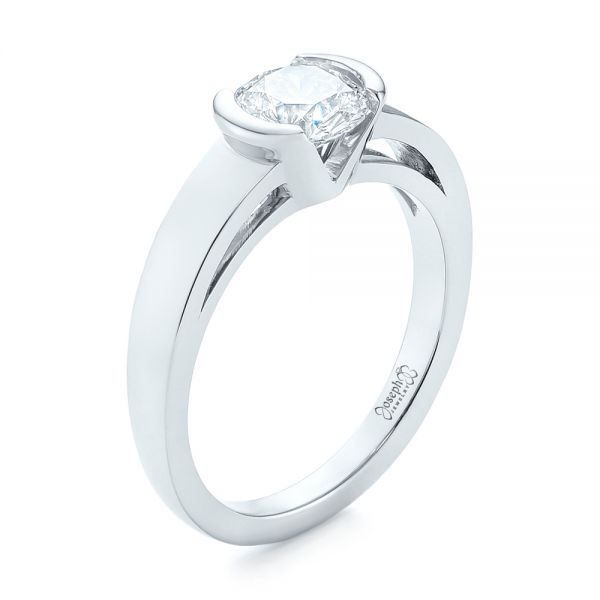 18k White Gold 18k White Gold Solitaire Semi-bezel Diamond Engagement Ring - Three-Quarter View -  104583