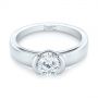 14k White Gold 14k White Gold Solitaire Semi-bezel Diamond Engagement Ring - Flat View -  104583 - Thumbnail