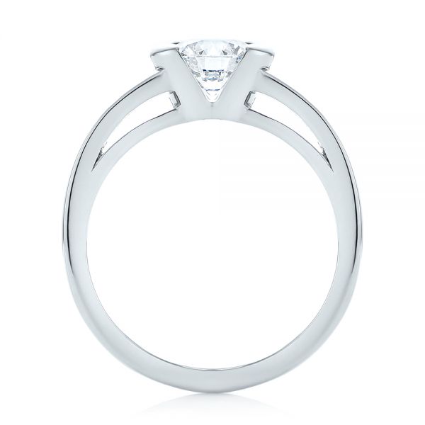 18k White Gold 18k White Gold Solitaire Semi-bezel Diamond Engagement Ring - Front View -  104583