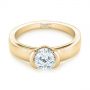 14k Yellow Gold 14k Yellow Gold Solitaire Semi-bezel Diamond Engagement Ring - Flat View -  104583 - Thumbnail