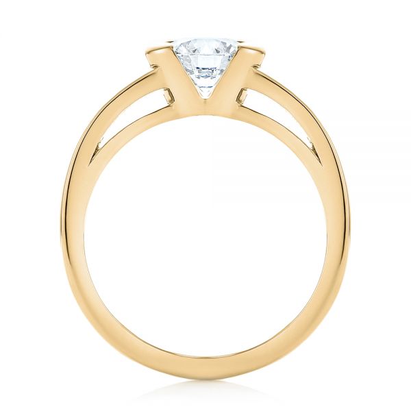 18k Yellow Gold 18k Yellow Gold Solitaire Semi-bezel Diamond Engagement Ring - Front View -  104583