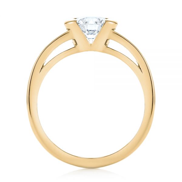 14k Yellow Gold 14k Yellow Gold Solitaire Semi-bezel Diamond Engagement Ring - Front View - 104583