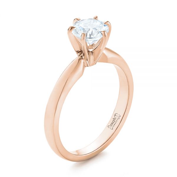 14k Rose Gold 14k Rose Gold Solitaire Six Prong Engagement Ring - Three-Quarter View -  104096