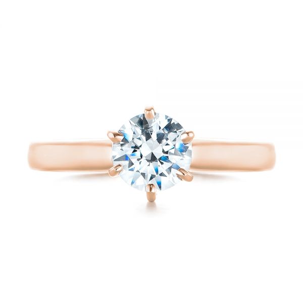 18k Rose Gold 18k Rose Gold Solitaire Six Prong Engagement Ring - Top View -  104096