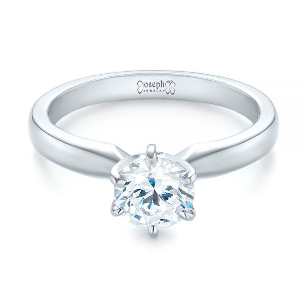  Platinum Platinum Solitaire Six Prong Engagement Ring - Flat View -  104096