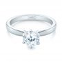 14k White Gold Solitaire Six Prong Engagement Ring - Flat View -  104096 - Thumbnail