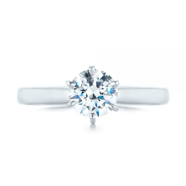  Platinum Platinum Solitaire Six Prong Engagement Ring - Top View -  104096