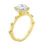 14k Yellow Gold Spaced Accent Diamond Engagement Ring - Three-Quarter View -  108145 - Thumbnail