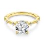 14k Yellow Gold Spaced Accent Diamond Engagement Ring - Flat View -  108145 - Thumbnail