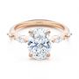 14k Rose Gold 14k Rose Gold Spaced Accents Oval Engagement Ring - Flat View -  107296 - Thumbnail