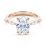 18k Rose Gold 18k Rose Gold Spaced Accents Oval Engagement Ring - Flat View -  107296 - Thumbnail