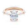 18k Rose Gold 18k Rose Gold Spaced Accents Oval Engagement Ring - Flat View -  107296 - Thumbnail