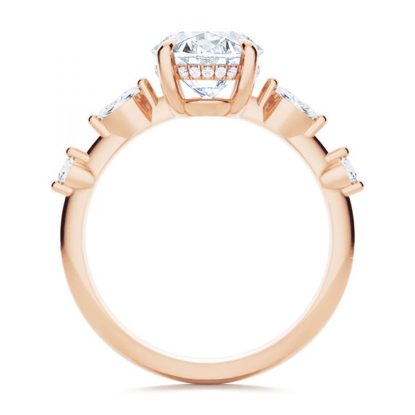 14k Rose Gold 14k Rose Gold Spaced Accents Oval Engagement Ring - Front View -  107296