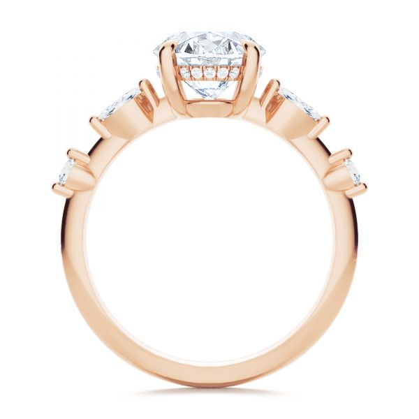 18k Rose Gold 18k Rose Gold Spaced Accents Oval Engagement Ring - Front View - 107296