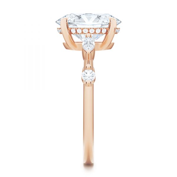 18k Rose Gold 18k Rose Gold Spaced Accents Oval Engagement Ring - Side View - 107296